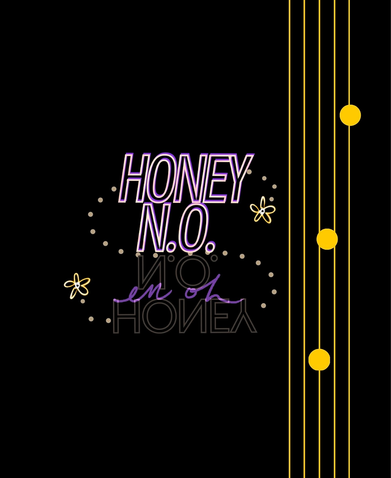 Label art for Honey N.O.: lettering above gold notes on a music staff
